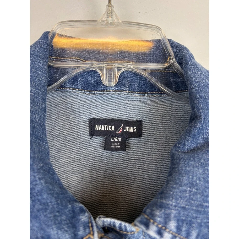 Nautica Denim Vest Button Front Blue Size Large Quiet Luxury Western Boho Top - Picture 2 of 5